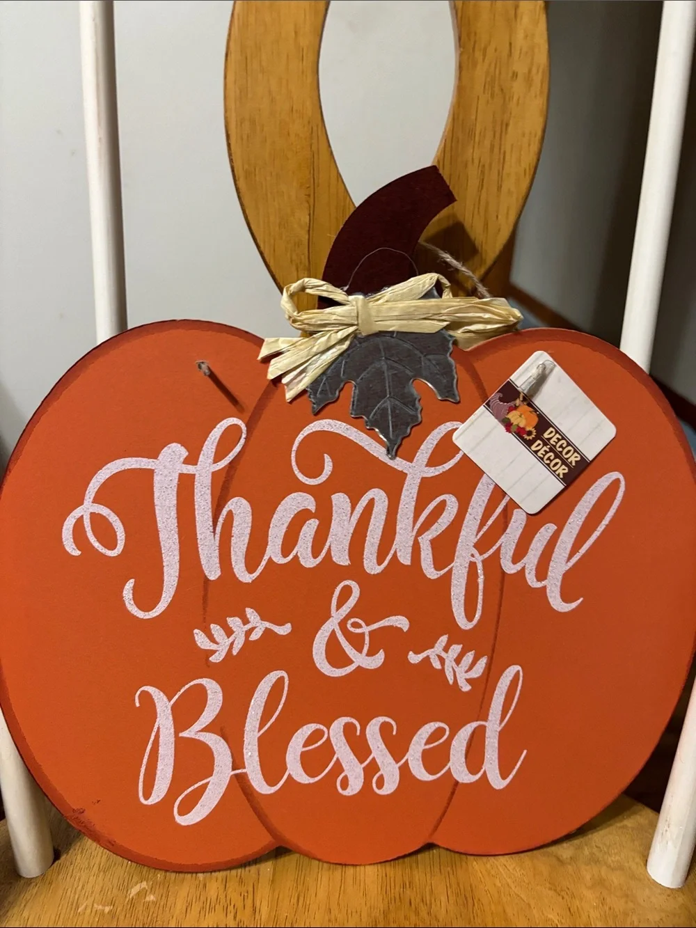 Thankful & Blessed Orange Pumpkin Wall Decor
